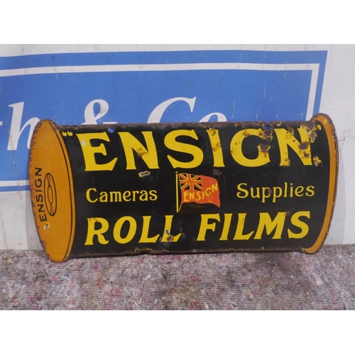 684 - Ensign roll films double sided enamel sign 12