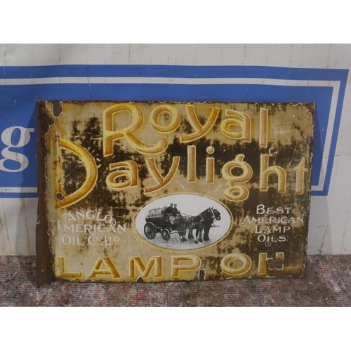 692 - Royal daylight lamp oil double sided enamel sign 14