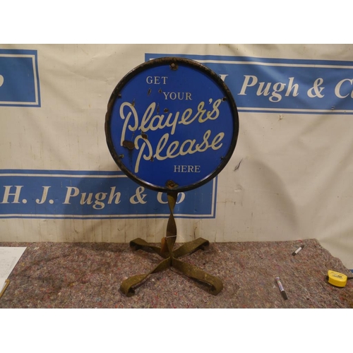 713B - Get your players please double sided enamel sign on stand 22