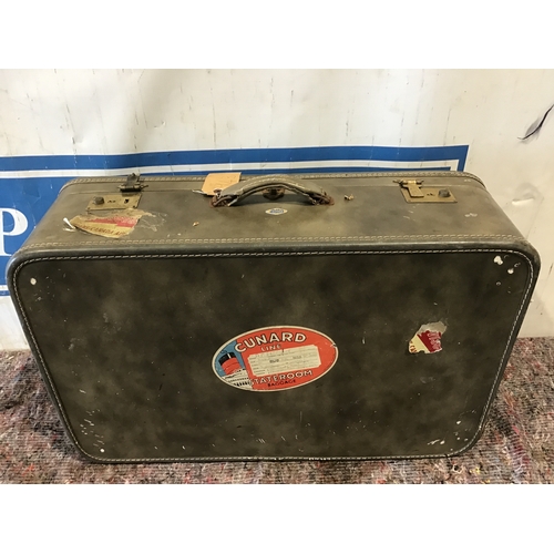 943 - Beller Neolithic vintage suitcase with Cunard Line sticker