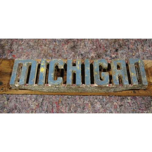 466 - Michigan cast aluminium sign +VAT