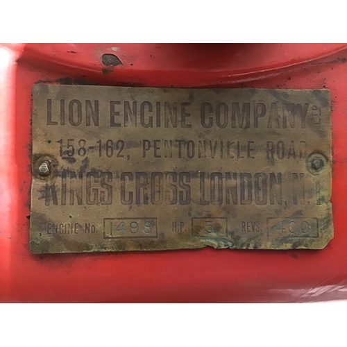 198A - Lion 5hp Open Crank Stationary Engine. GWO on oak trolley