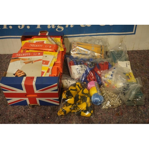 202 - Box of roller rulers, cutting sets, ear plugs, rotary cutters, ratchet screwdrivers etc +VAT