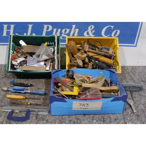 226 - 3 Boxes of assorted wood working tools