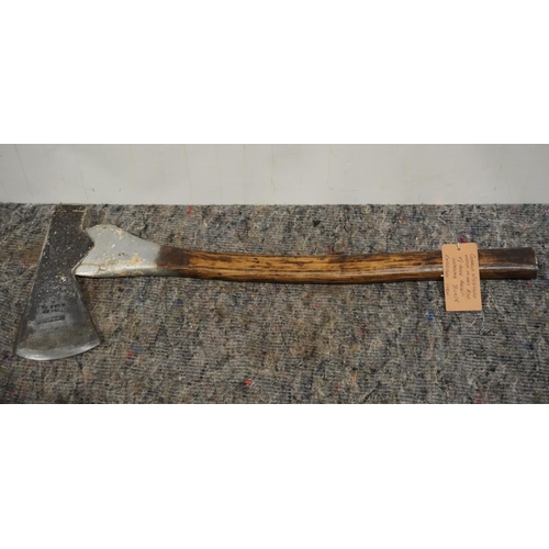 676 - Cornelus Whitehouse Welsh miners axe, Tygwyn forged hedgehog blade