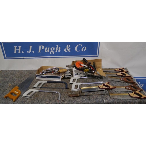 742 - Quantity of hand saws, coping saws etc