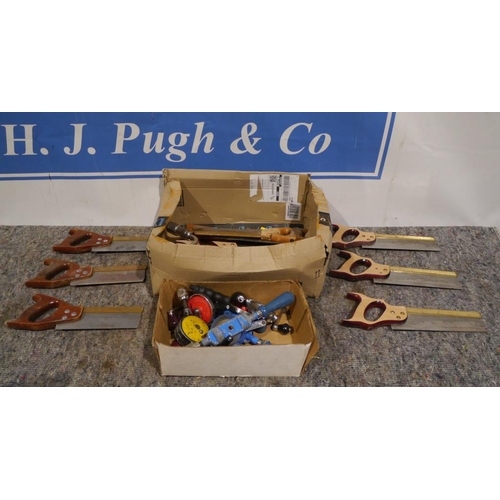 743 - Box of hand saws and box of hand drills