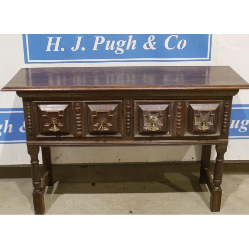 157 - Heavily carved oak 2 drawer hall table 36x57