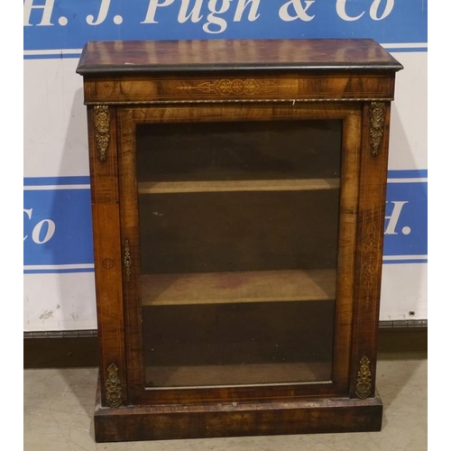 158 - Walnut inlaid glass fronted display cabinet 39x30