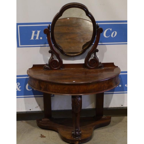 163 - Mahogany demi lune dressing table 28x42