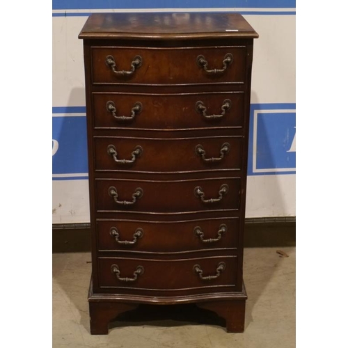 166 - Mahogany reproduction chest of 6 drawers 38x19