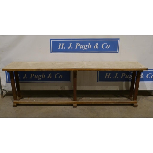 185 - Narrow oak communion table base with modern top 31x96