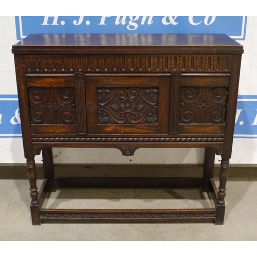 208 - Old English side cupboard with carved front 39x42