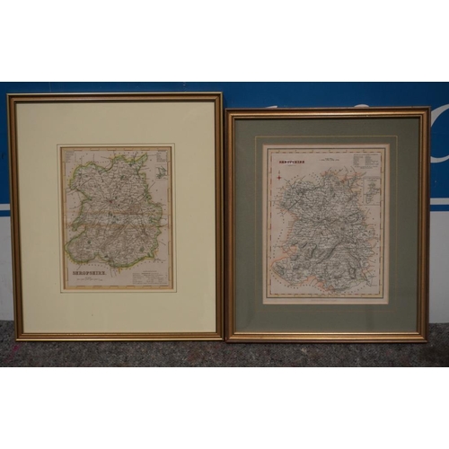 258 - 2 Old framed maps of shropshire