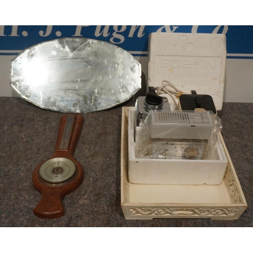 259 - Bevel edged mirror, goblin teasmade and barometer