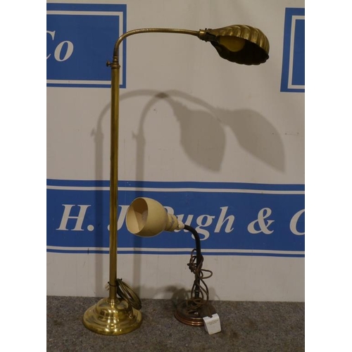 271 - Brass adjustable art deco style reading lights