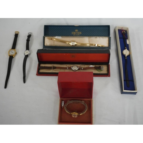 326 - 4 Vintage ladies Smiths wristwatches and 2 others including Majex