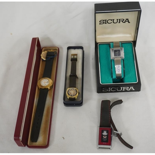 334 - 4 Assorted ladies wrist watches including Gradus, Sicura and Zent-RA, some in original boxes. NOS