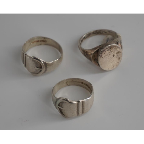 342 - 3 Hallmarked silver rings. Approx 20g