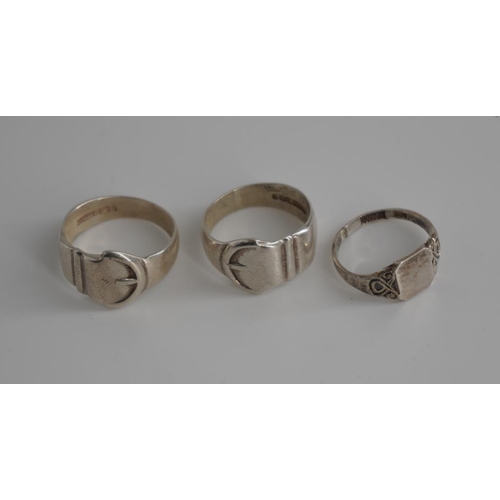 343 - 3 Hallmarked silver rings. Approx 11g