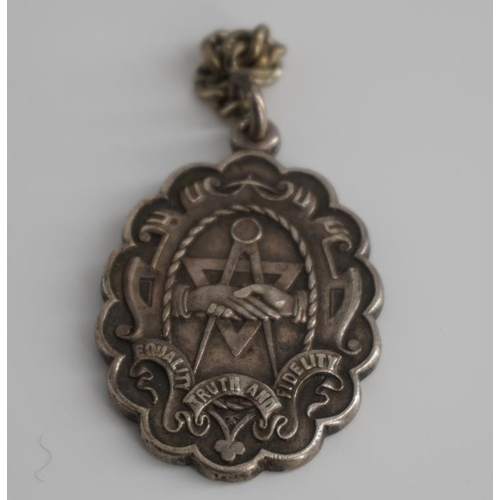 348 - Hallmarked silver druids/masonic pendant