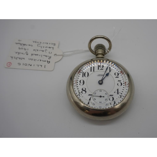 361 - Illinois American watch, railroad grade, 17 jewellery, 1909. Lovely condition screw case, special di... 