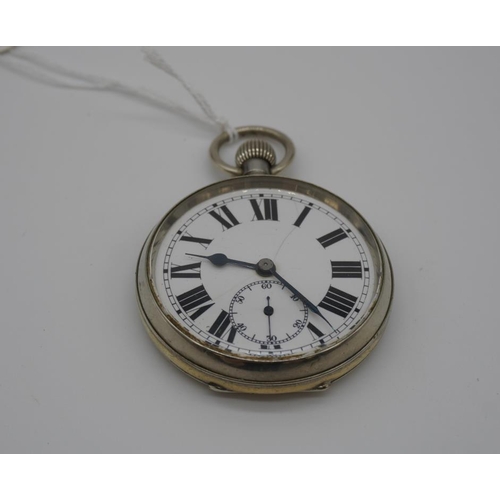 366 - Swiss lever pocket watch. Approx 1910 nickel case