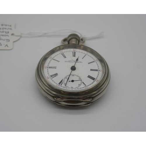 370 - Very good condition. English railway watch with American Waltham movement. Has users number engraved... 