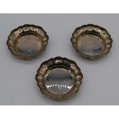 417 - 3 Silver condiment dishes 4 1/4