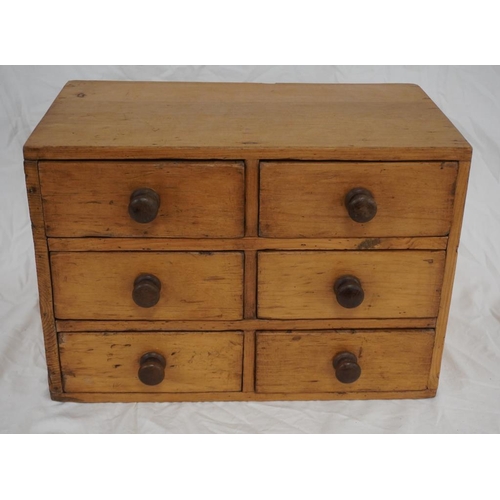 474 - Pine 6 drawer jewellery chest 16x12