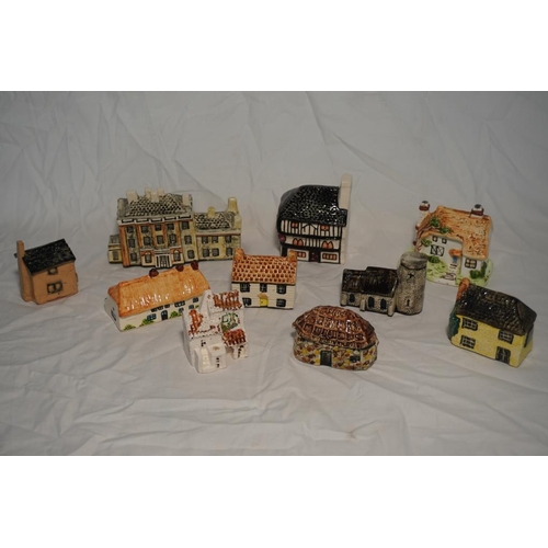 480 - Assorted porcelain miniature buildings including Tey pottery