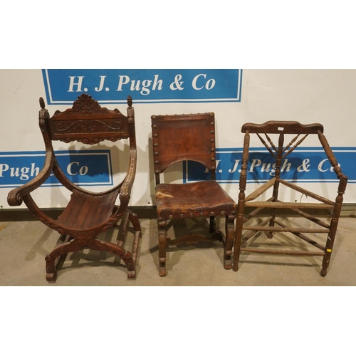 61 - Leather dining chair, arm chairs and 1 other
