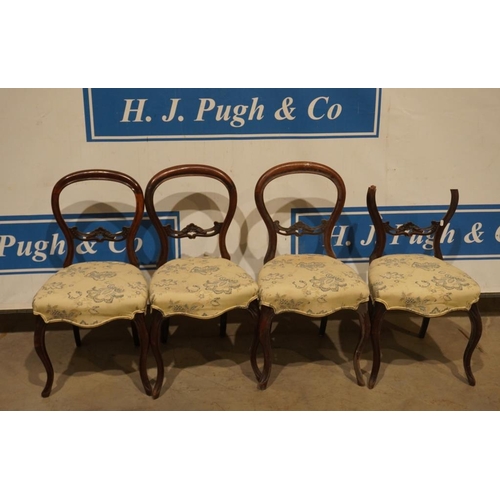 70 - 4 Upholstered balloon back chairs, 1 damaged