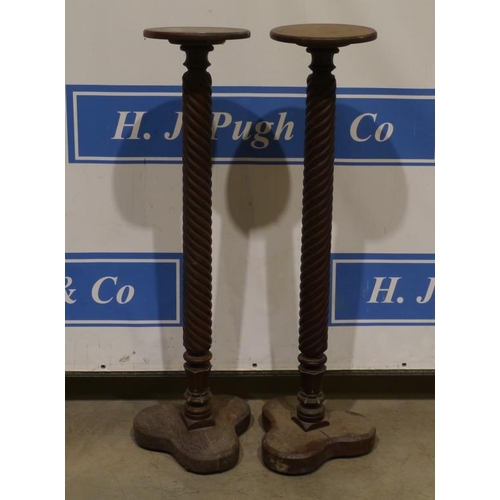 72 - Pair of tall mahogany plant stands 55 1/2