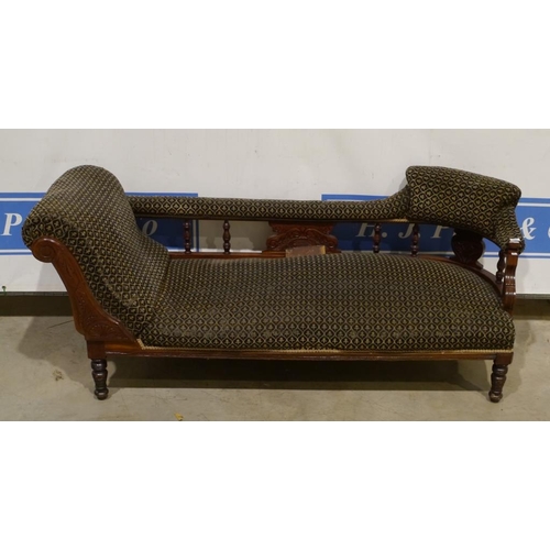 74 - Mahogany upholstered chaise lounge