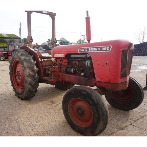 81 - 1965 David Brown 990 Implematic tractor, roll bar, has had new clutch, reduction unit bearings and b... 