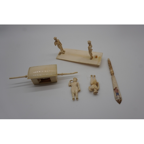 425 - Chinese bone figurines and carriage