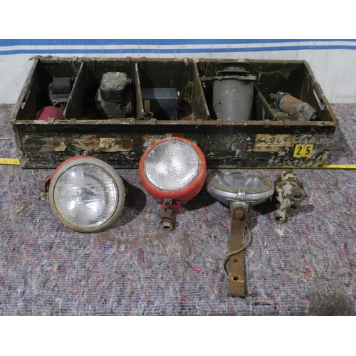 56 - Massey Ferguson tractor plough lights to include Butler and other tractor spares