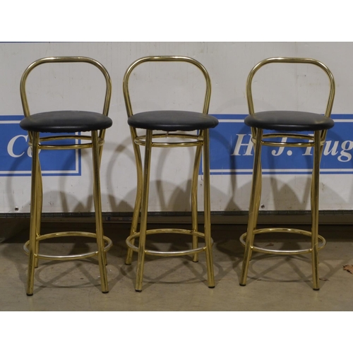 127 - 3 Brass bar stools