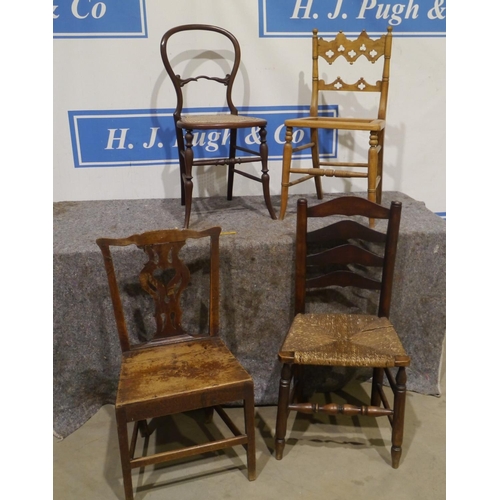 129 - 4 Rush/cane seat chairs