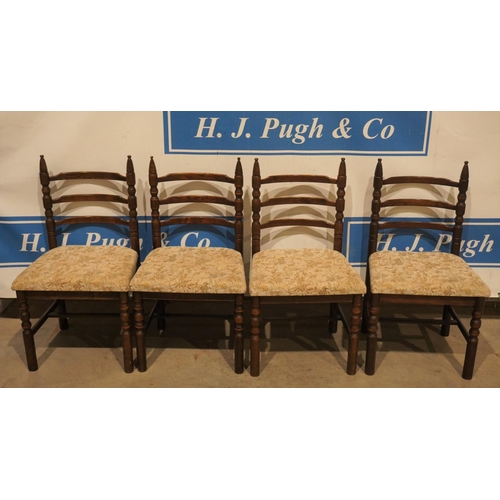 13 - Set of 4 oak upholstered ladder back chairs