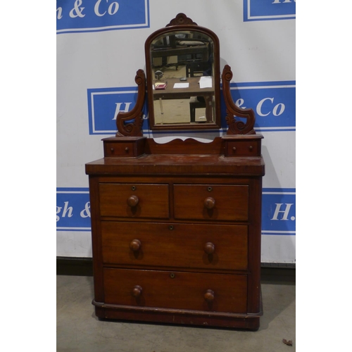 156 - Mahogany dressing chest with 2 short and 2 long drawers 63x34