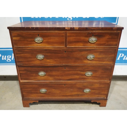 159 - Mahogany chest of 2 short and 3 long drawers 41 1/2