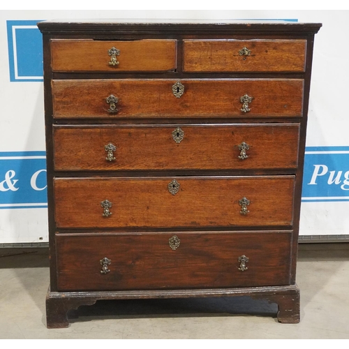160 - Late 18thC chest of 2 short and 4 long drawers 47x41