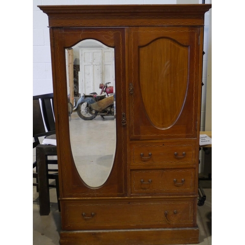 200 - Inlaid gentlemen's wardrobe with mirrored front 51x80