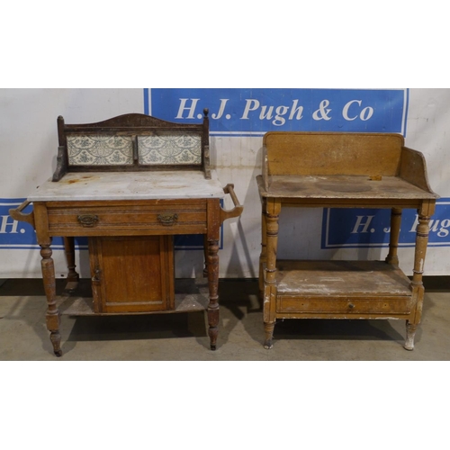 202 - Marble top wash stand and stained wash stand