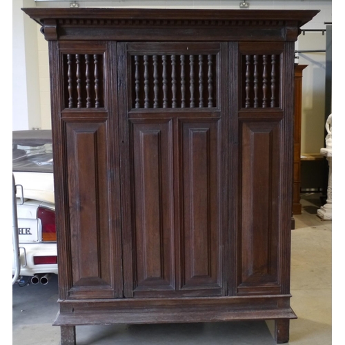 203 - Continental oak hanging 4 panelled wardrobe 75x61