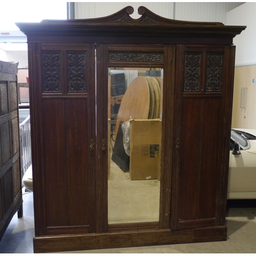 205 - Walnut 3 door linen press