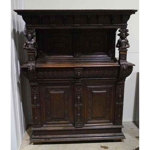 217 - Heavily carved Dutch court cupboard 70x55x24