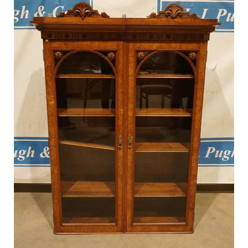 260 - Burr walnut glazed display cabinet 63x48